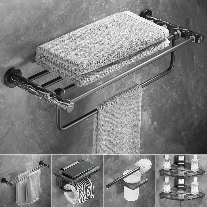 BowLift | Metal and marble bathroom accessories as a single piece or as a set in black