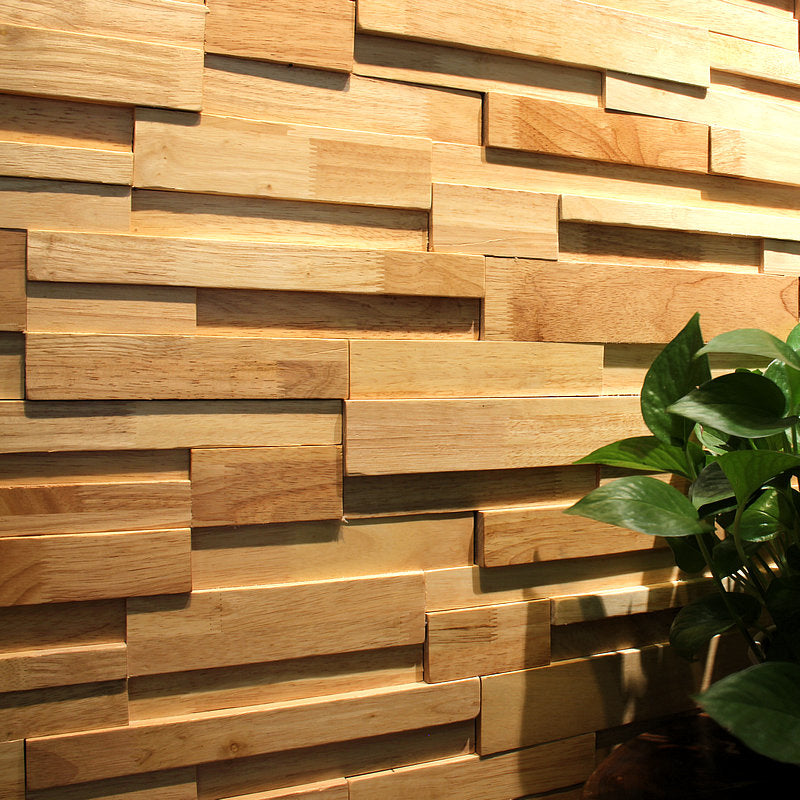BowLift | Mosaic Wood Wall Cladding Glue Living Room Modern Style Wood Plank