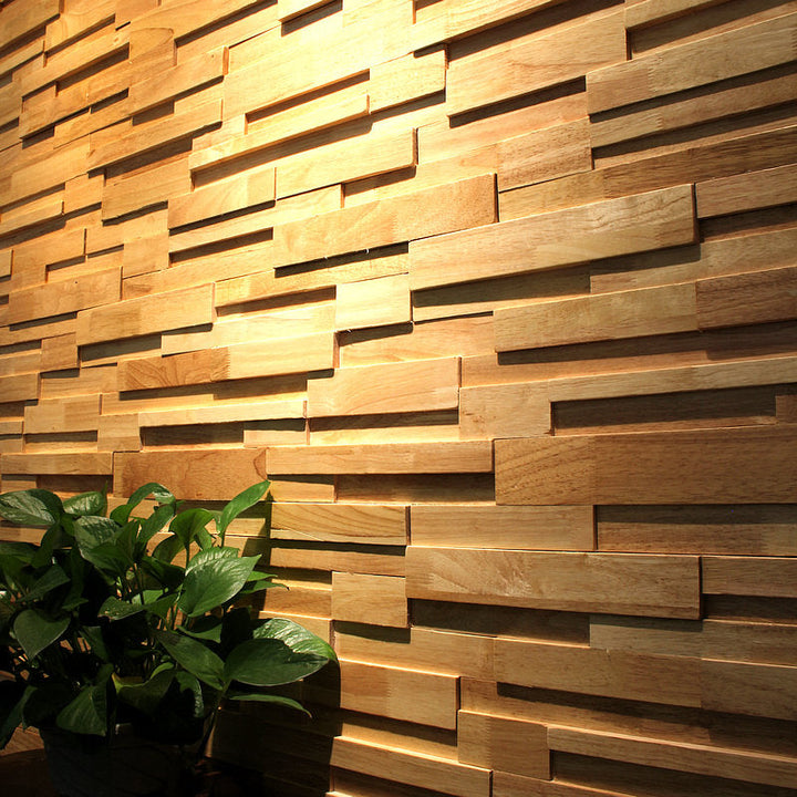 BowLift | Mosaic Wood Wall Cladding Glue Living Room Modern Style Wood Plank