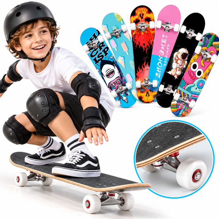 Complete Street Skateboard with Maple Deck Concave and Durable PU Wheels Bowlift
