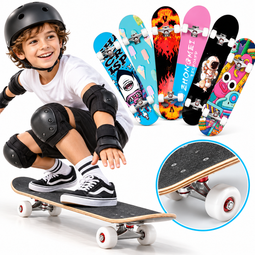Complete Street Skateboard with Maple Deck Concave and Durable PU Wheels Bowlift