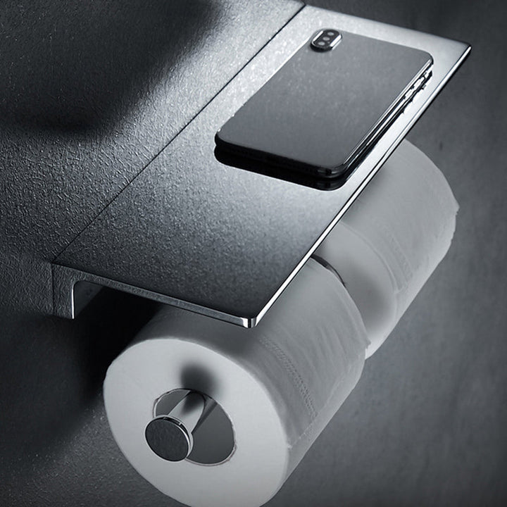 BowLift | Contemporary 2-piece bathroom set made of polished chrome stainless steel toilet paper holder