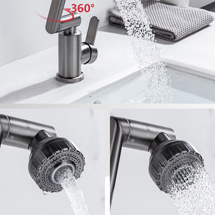 BowLift | Contemporary Centerset Faucet Lever Handles Low Arc Stainless Steel Faucet