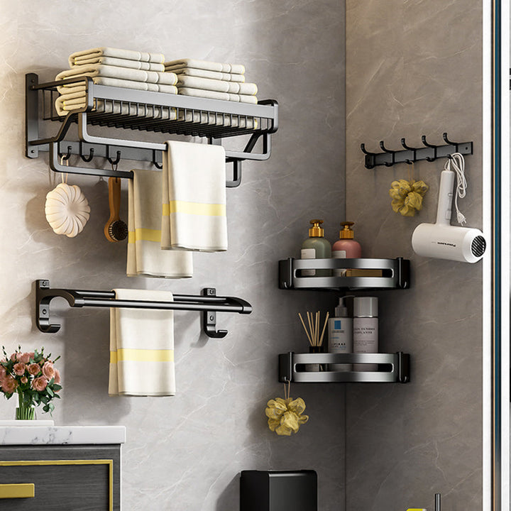 BowLift | Modern black metal bath hardware set towel bar bathroom hardware set