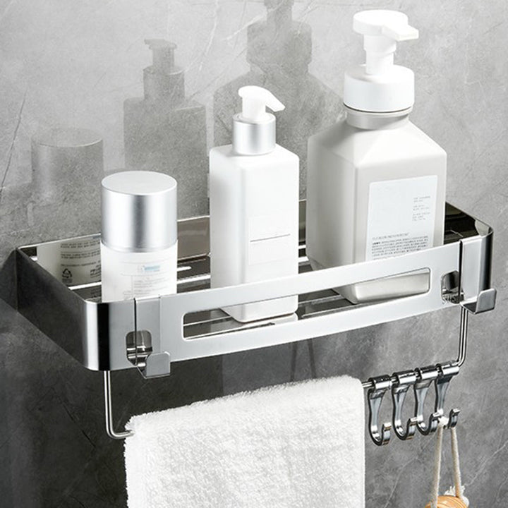 BowLift | Modern Bathroom Hardware Set Silver Bathroom Shelf Bathroom Hardware Set
