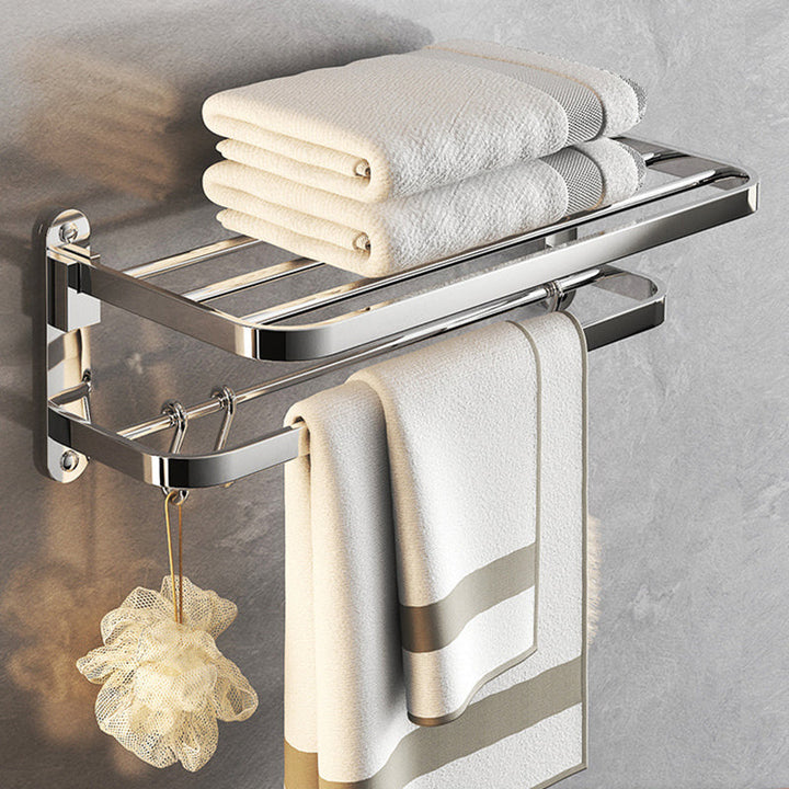 BowLift | Chrome Modern Bathroom Hardware Set Stainless Steel Towel Hook/Towel Rail & Bathroom Shelf