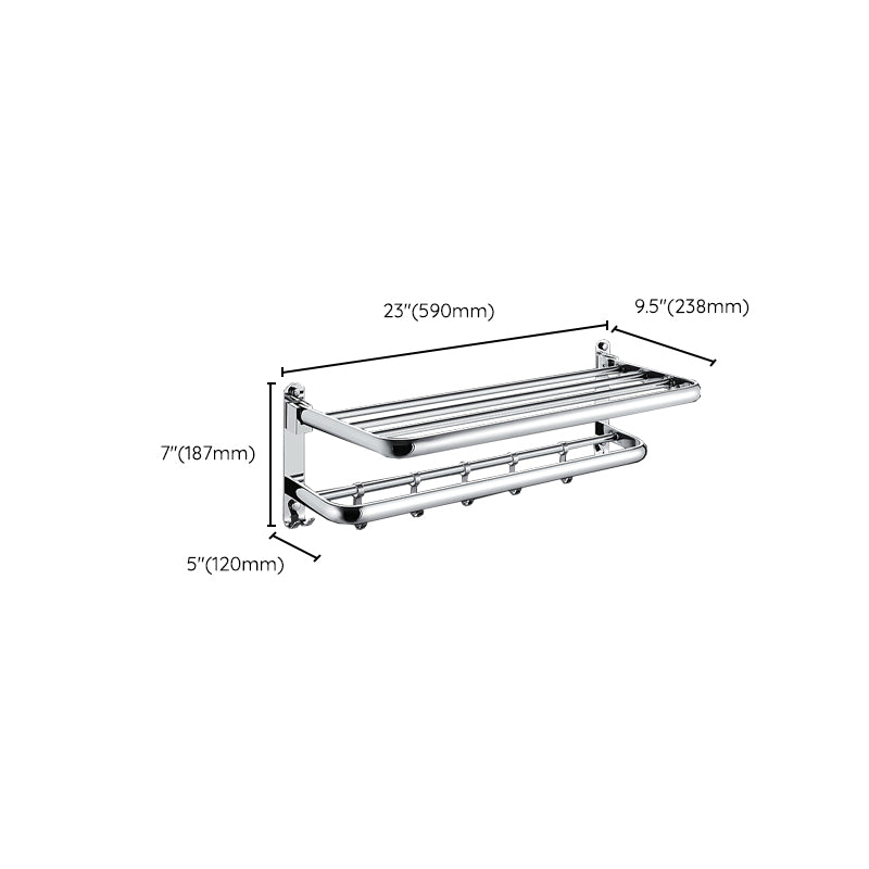 BowLift | Chrome Modern Bathroom Hardware Set Stainless Steel Towel Hook/Towel Rail & Bathroom Shelf