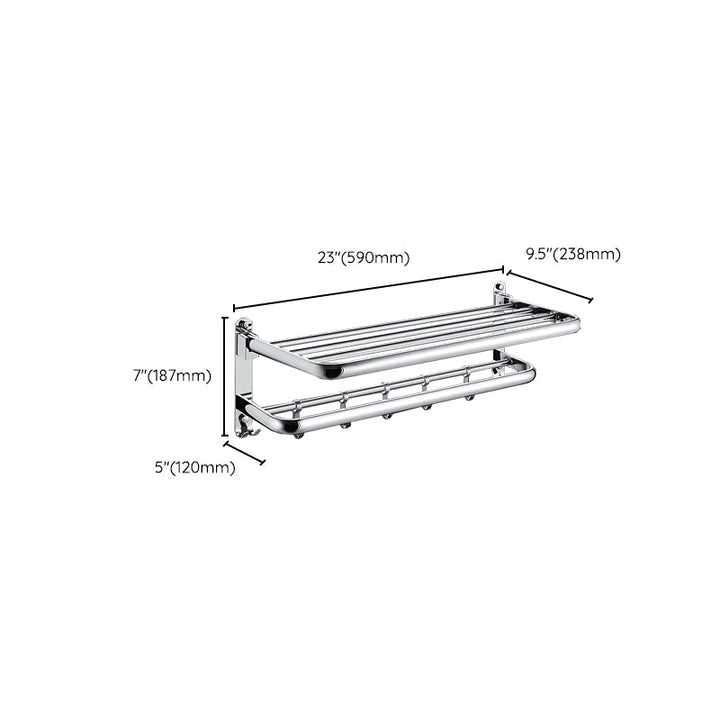 BowLift | Chrome Modern Bathroom Hardware Set Stainless Steel Towel Hook/Towel Rail & Bathroom Shelf