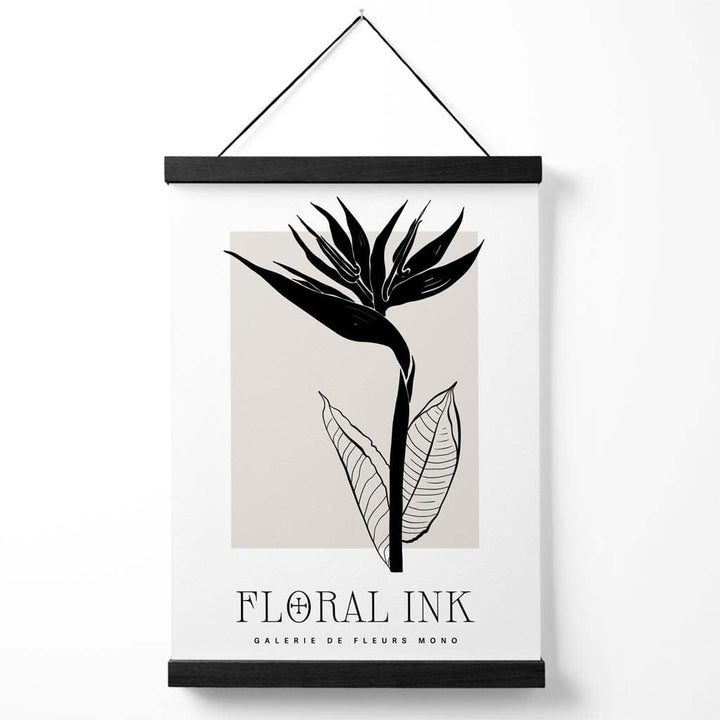 Bird of Paradise Flower Floral Ink Drawing Poster with Hanger | Bowlift