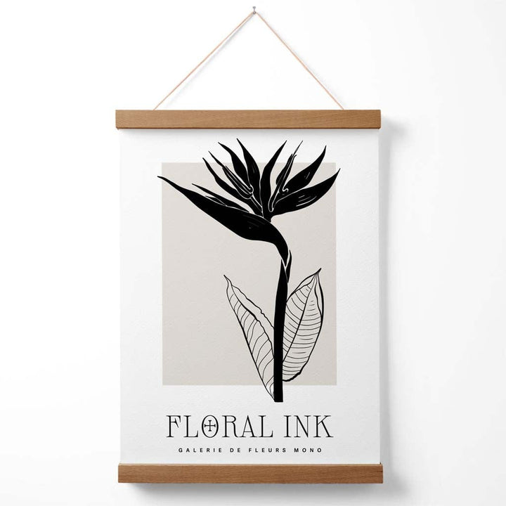 Bird of Paradise Flower Floral Ink Drawing Poster with Hanger | Bowlift
