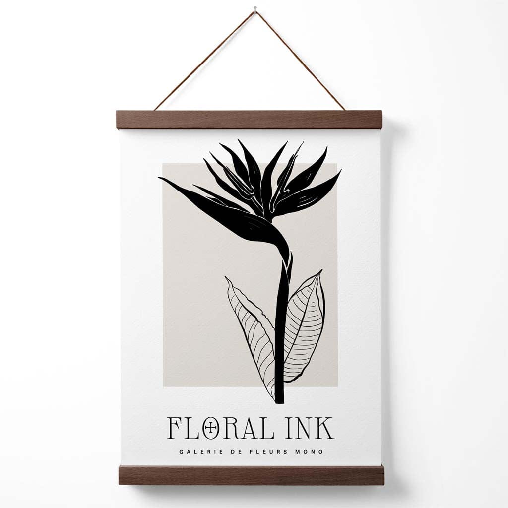 Bird of Paradise Flower Floral Ink Drawing Poster with Hanger | Bowlift