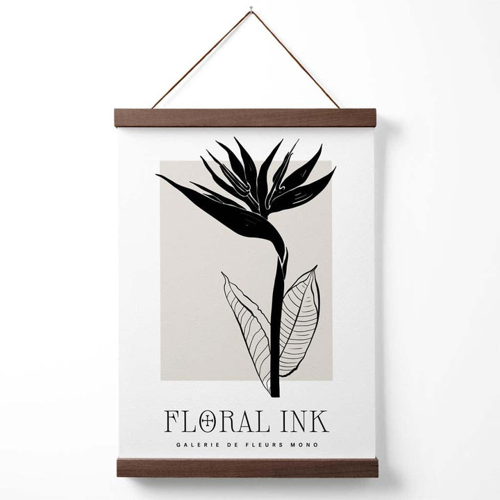 Bird of Paradise Flower Floral Ink Drawing Poster with Hanger | Bowlift