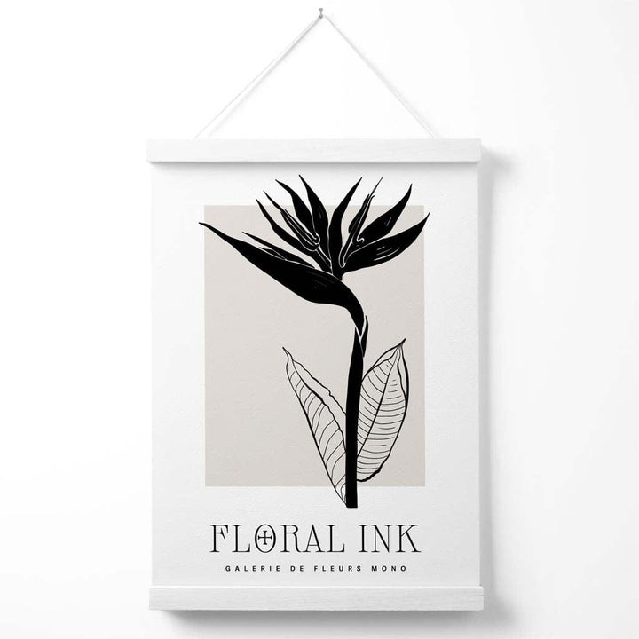 Bird of Paradise Flower Floral Ink Drawing Poster with Hanger | Bowlift