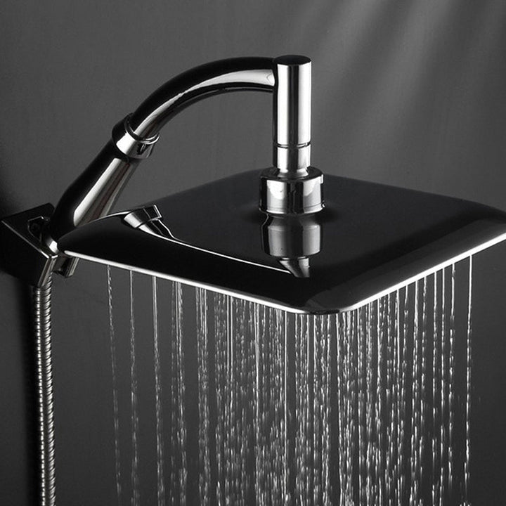 BowLift | Modern Square Showerhead Combo Chrome Rainfall Showerhead