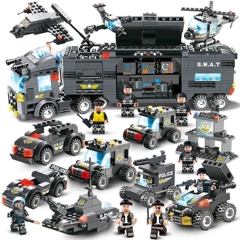 BowLift | 8 IN 1 City Police Truck Station Building Block Series SWAT Toy Gift For Kids