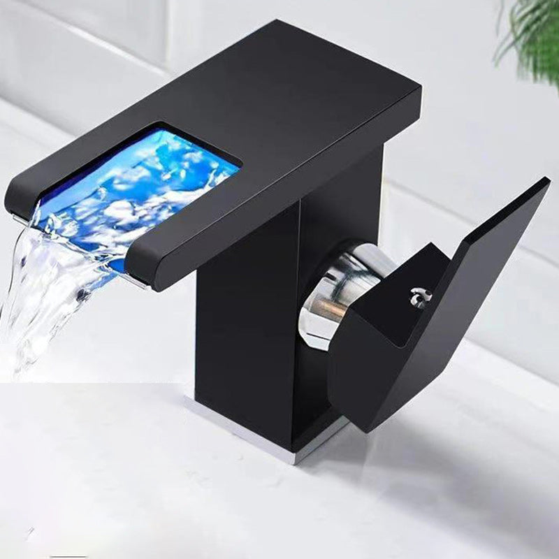 BowLift | Modern faucet for sink brass lever handles LED waterfall sink mixer