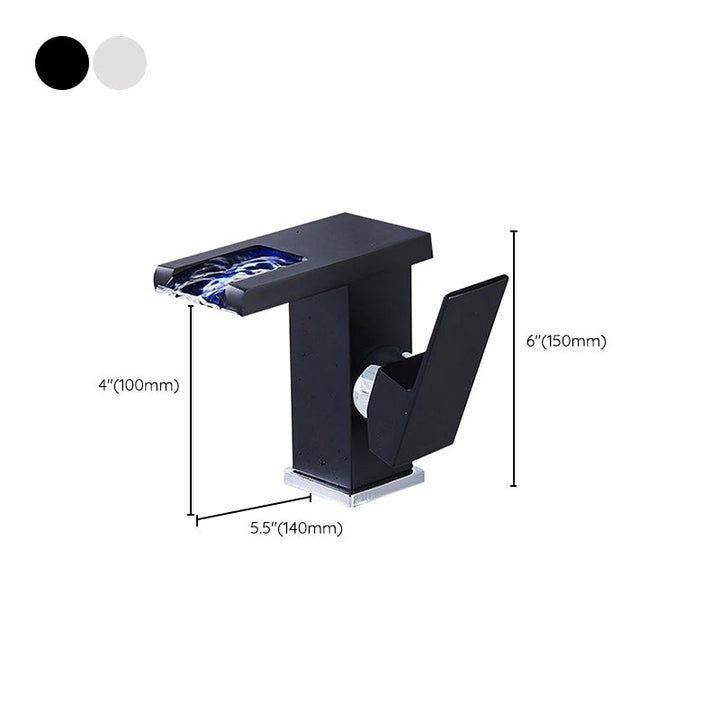 BowLift | Modern Faucet for Sink Brass Lever Handles LED Waterfall Sink Mixer