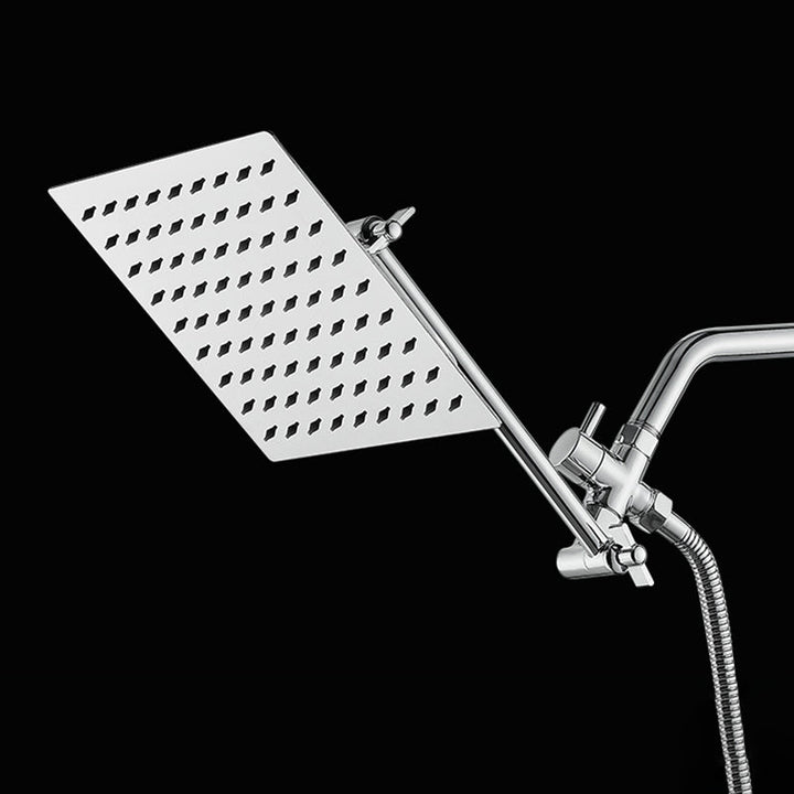 BowLift | Silver Square Fixed Shower Head Modern Style Wall Mounted Shower Head