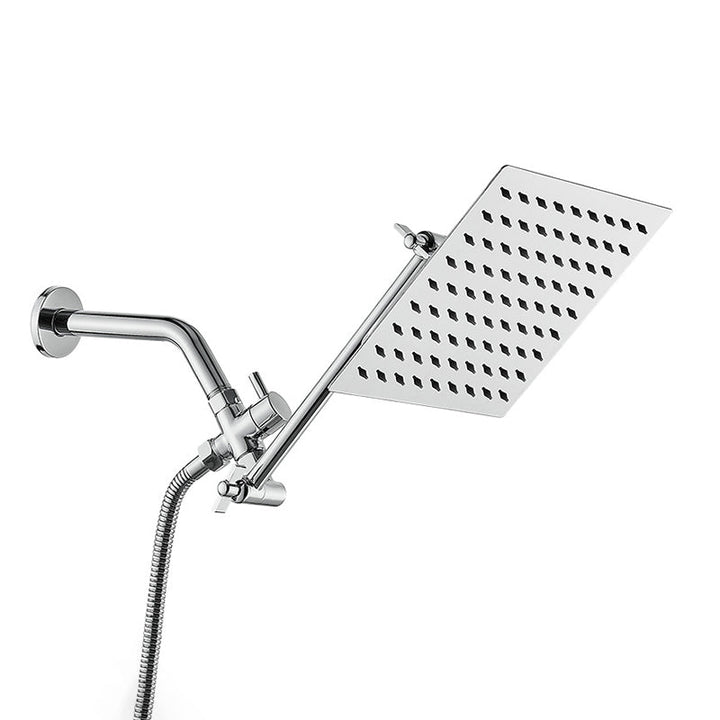 BowLift | Silver Square Fixed Shower Head Modern Style Wall Mounted Shower Head