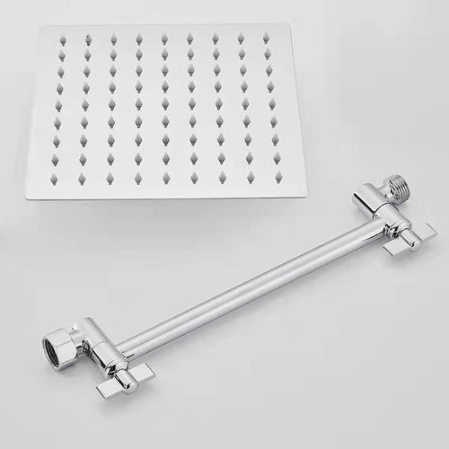 BowLift | Silver Square Fixed Shower Head Modern Style Wall Mounted Shower Head
