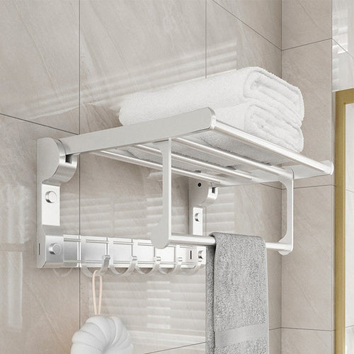 BowLift | Chrome/Black Classic Bathroom Accessory Set Modern Bath Shelf/Towel Bar & Paper Holder