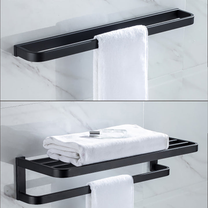 BowLift | Modern Classic Bathroom Accessories Set in Stainless Steel Matte Black Bathrobe Hook/Towel Ring Bar