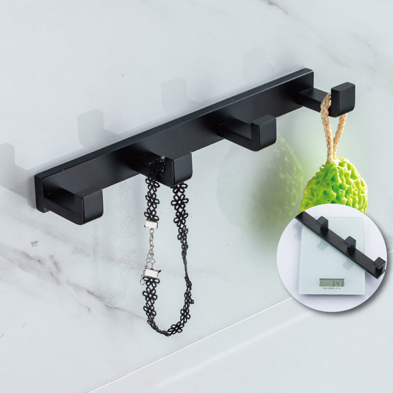BowLift | Modern Classic Bathroom Accessories Set in Stainless Steel Matte Black Bathrobe Hook/Towel Ring Bar