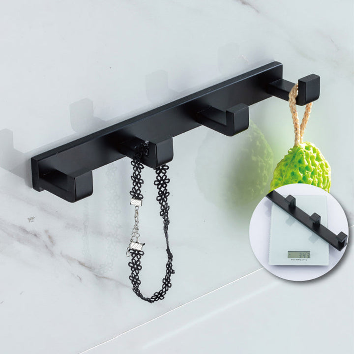 BowLift | Modern Classic Bathroom Accessories Set in Stainless Steel Matte Black Bathrobe Hook/Towel Ring Bar