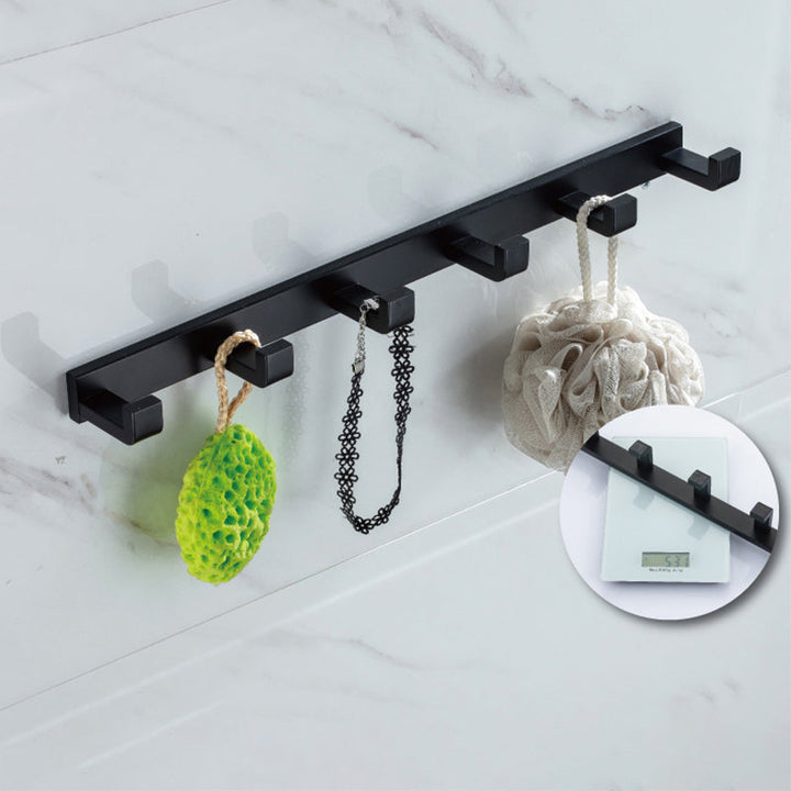 BowLift | Modern Classic Bathroom Accessories Set in Stainless Steel Matte Black Bathrobe Hook/Towel Ring Bar