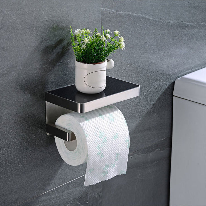 BowLift | Polished Chrome Modern Bathroom Accessory Set made of Stainless Steel Towel Holder/Soap Dish