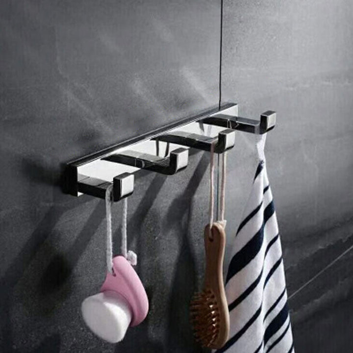 BowLift | Polished Chrome Modern Bathroom Accessory Set made of Stainless Steel Towel Holder/Soap Dish