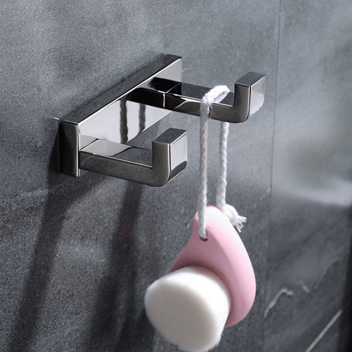 BowLift | Polished Chrome Modern Bathroom Accessory Set made of Stainless Steel Towel Holder/Soap Dish