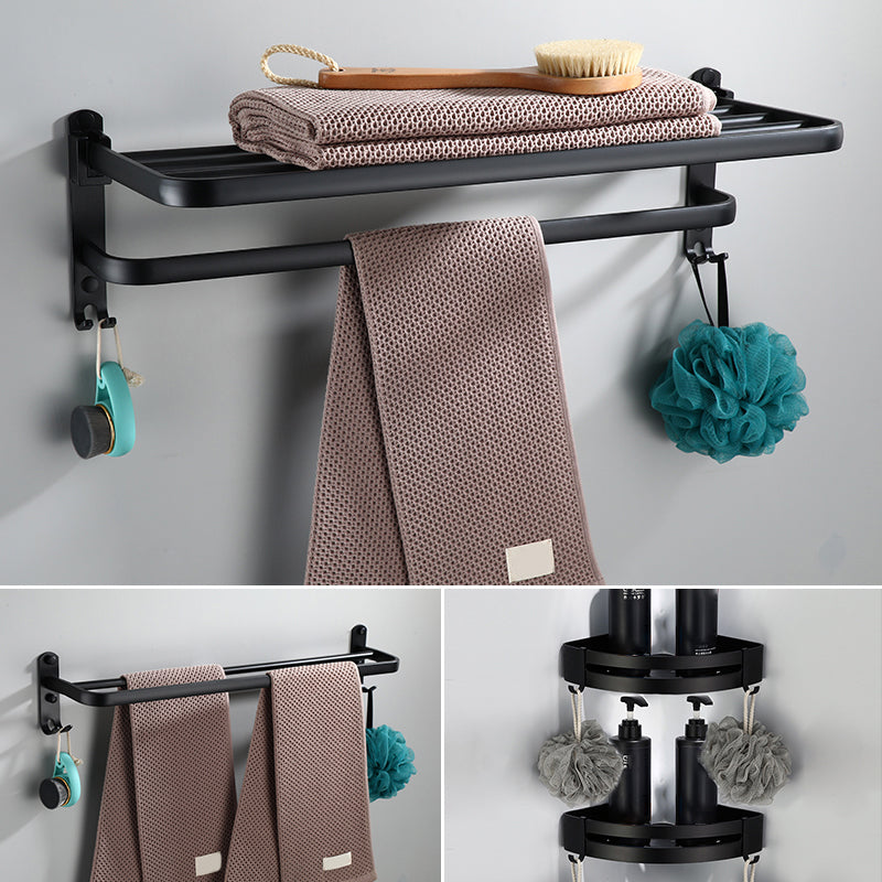 BowLift | Contemporary Bathroom Accessory Set Black Surface Bathrobe Hook/Towel Ring Bar
