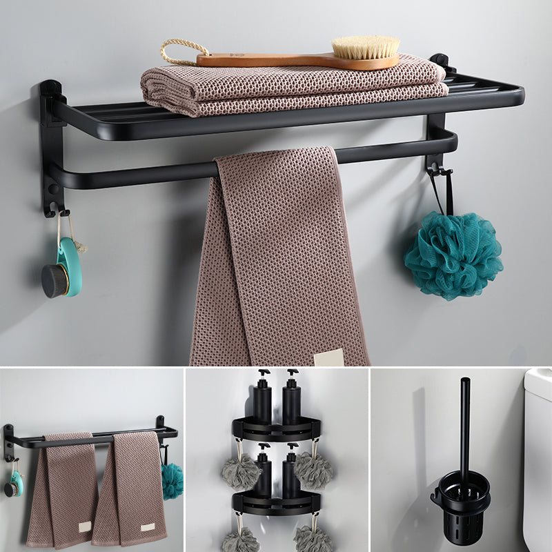 BowLift | Contemporary Bathroom Accessory Set Black Surface Bathrobe Hook/Towel Ring Bar