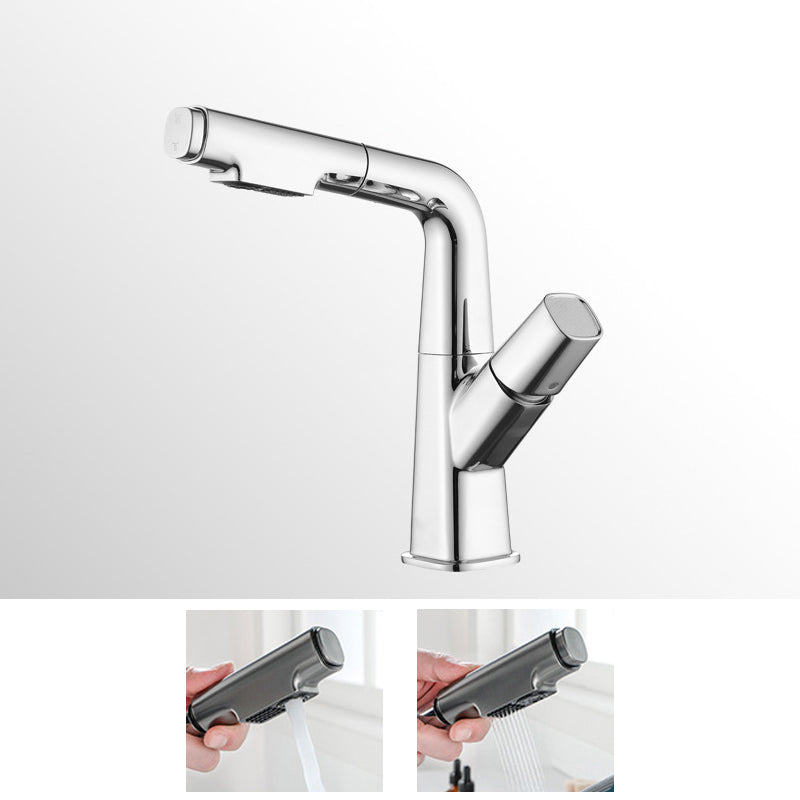 BowLift | Brass Contemporary Sink Faucet Pull-Out Round Bathroom Faucet