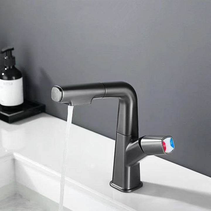 BowLift | Brass Contemporary Sink Faucet Pull-Out Round Bathroom Faucet