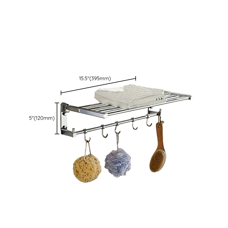 BowLift | Polished Chrome Modern Bathroom Accessory Set Silver Towel Holder/Bath Shelf