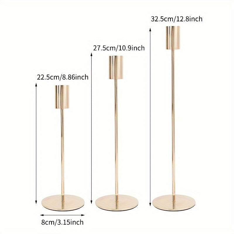 ElegantGleam | 3-piece metal candle holder set for the table Bowlift