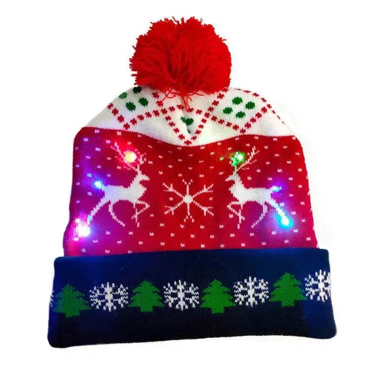 BowLift | LED Christmas Hat Sweater Knitted Beanie Christmas Light Up Knitted Hat Christmas Gift  Kids Xmas New Year Decorations
