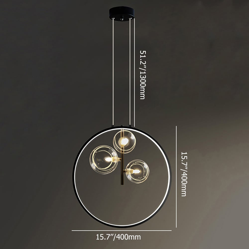 BowLift | LumoGlobe – Minimalist Black Pendant Lamp with Glass LED Sphere