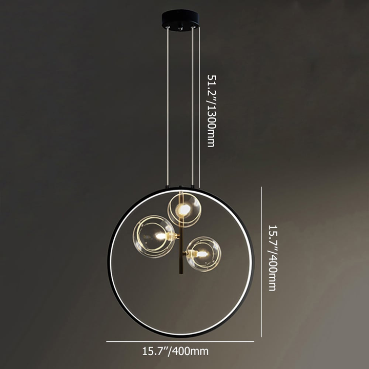 BowLift | LumoGlobe – Minimalist Black Pendant Lamp with Glass LED Sphere