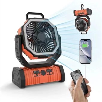 PowerBreeze Camping Fan with LED & Powerbank – 20000mAh, rotatable & rechargeable | Bowlift