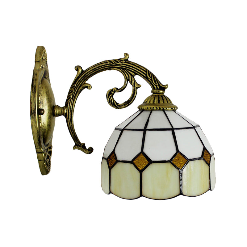 BowLift | Curved Arm Wall Lamp with Bowl Yellow Glass Shade 1 Light Tiffany Wall Lighting