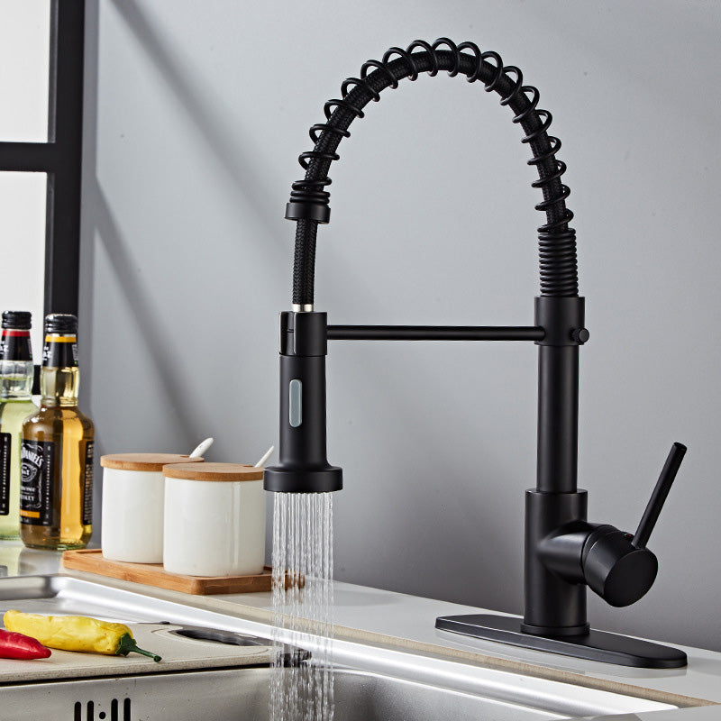 BowLift | Glam Basin Faucet Brass Lever Handles Spring Neck Three-Function Bathroom Sink Tap