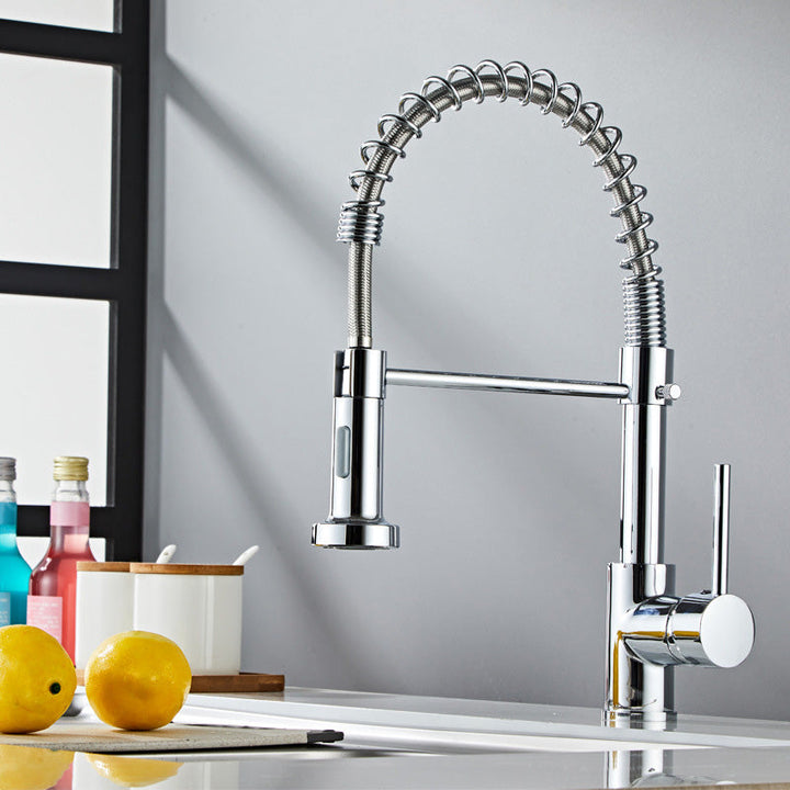 BowLift | Glam Basin Faucet Brass Lever Handles Spring Neck Three-Function Bathroom Sink Tap