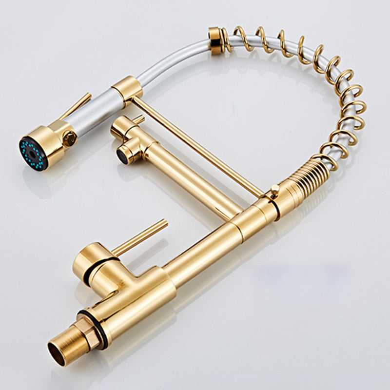 BowLift | Glam Basin Faucet Brass Lever Handles Spring Neck Three-Function Bathroom Sink Tap