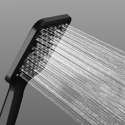 BowLift | Modern square matte black shower head rainfall shower head combo
