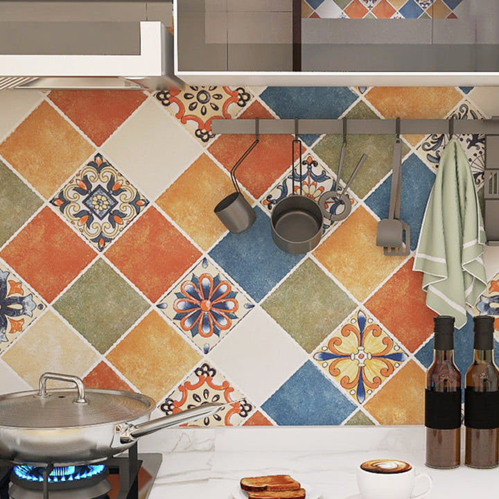 BowLift | Rectangular Wall Tile for Peeling and Applying Geometric Print Kitchen Wallpaper