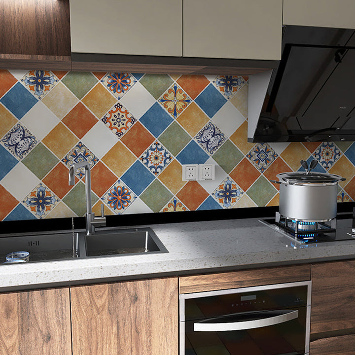 BowLift | Rectangular Wall Tile for Peeling and Applying Geometric Print Kitchen Wallpaper