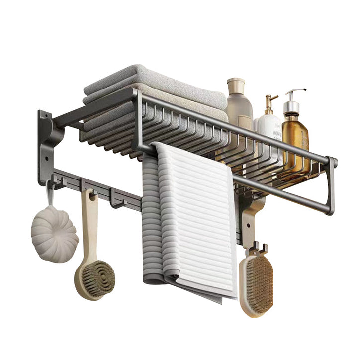 BowLift | Matt gray bathroom accessory set bathroom shelf/towel holder & paper holder included